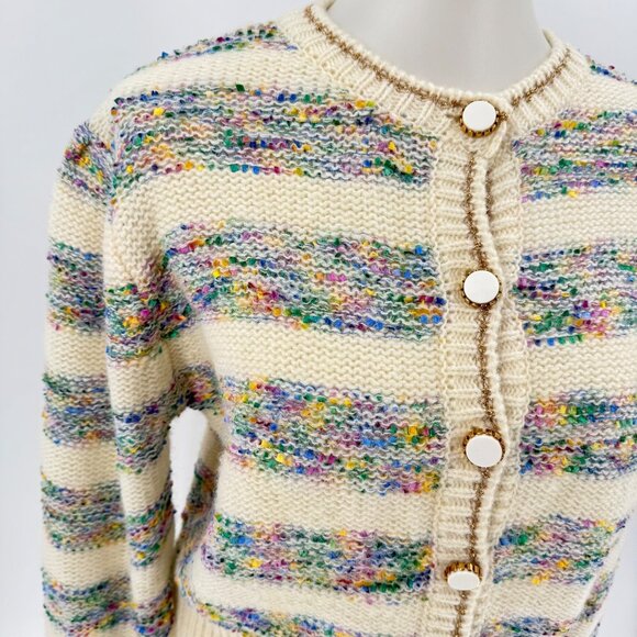 Mission Bay Women's Multicolor Stripe Knit Cardigan Sweater Fitted - Picture 3 of 11